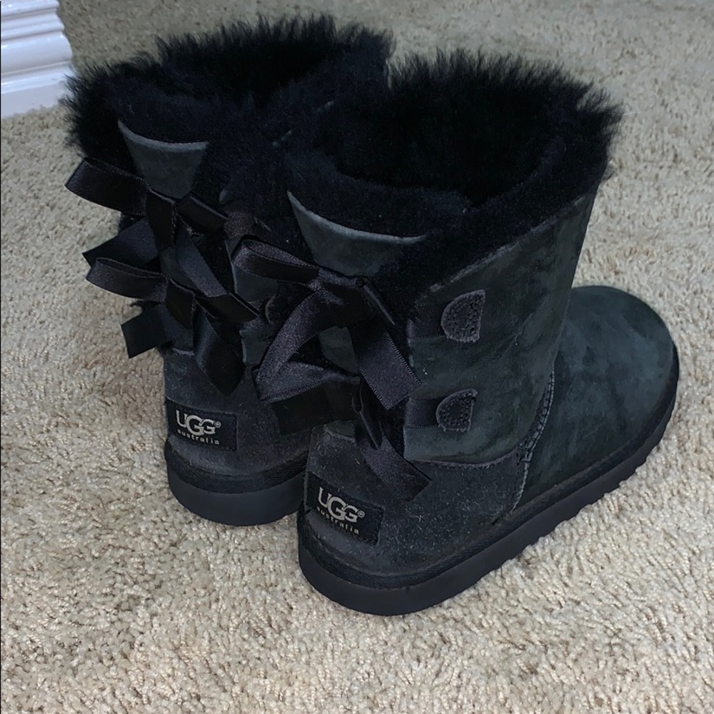 Authentic Black Ugg boots with three bows
